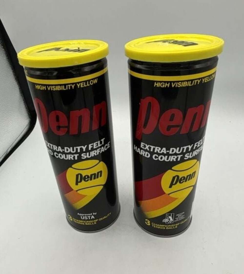 Vintage Penn Tennis Balls, extra duty felt, Yellow X-76 YHD -2 Sealed Metal Cans